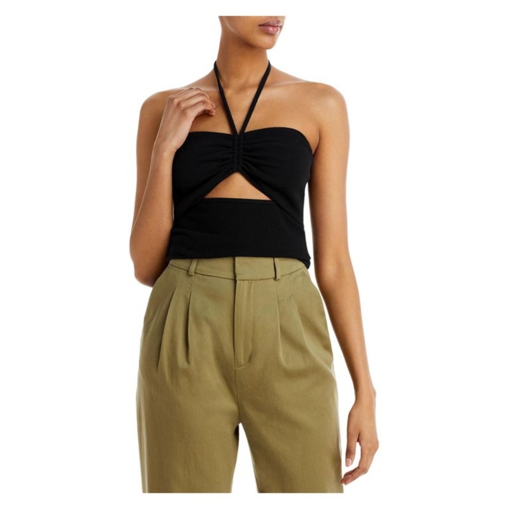 Aqua Black Halter Top